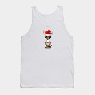 Christmas Kangaroo Wearing a Santa Hat Tank Top